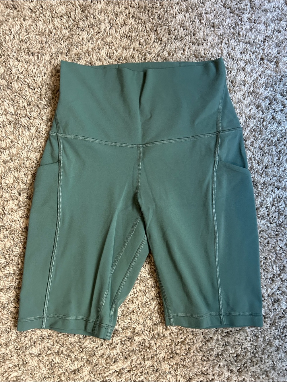 Lululemon High-Waist Green Bike Shorts